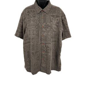 Quiksilver Waterman Shirt Size Large L Mens Brown Short Sleeve Hawaiian EUC